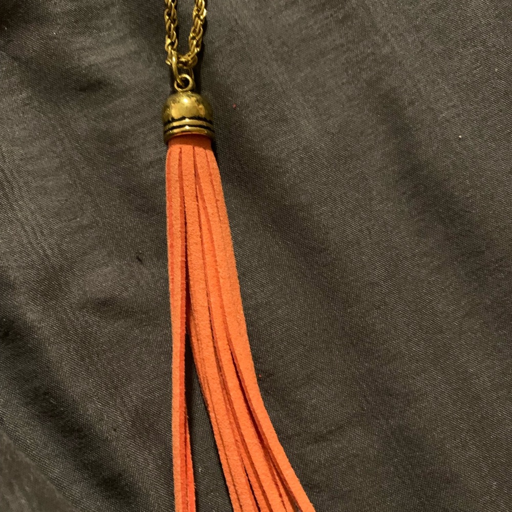 Elegant Gold and Orange Tassel Necklace